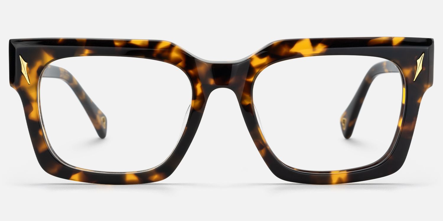 Mahola - Rectangle Tortoise Thick Acetate Eyeglasses by Vooglam - Angle View