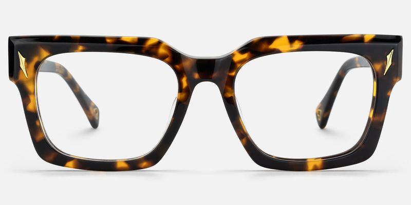 Mahola - Rectangle Tortoise Thick Acetate Eyeglasses by Vooglam