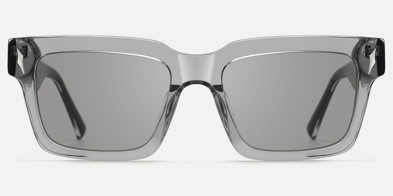 Razor - Transparent Grey Tinted Sunglasses by Vooglam - Angle View