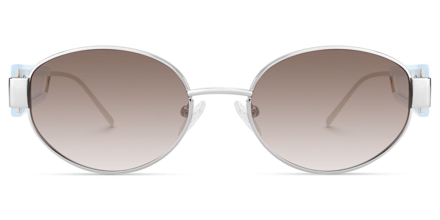 Ember - Silver Oval Gradient Brown Tinted Shades by Vooglam Product Details 1
