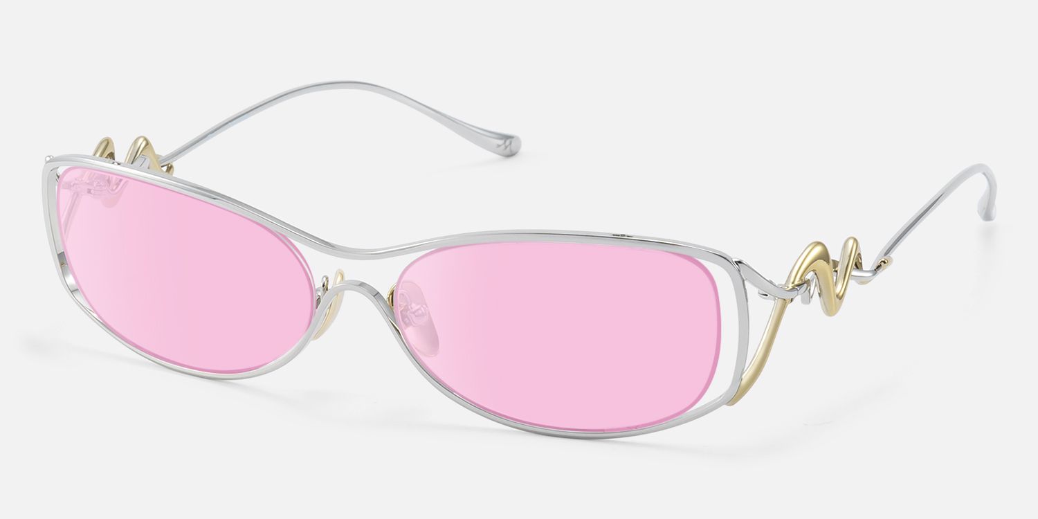 Okinawa - Wave Temple & Pink Tint Hollow Shades by Vooglam - Front View