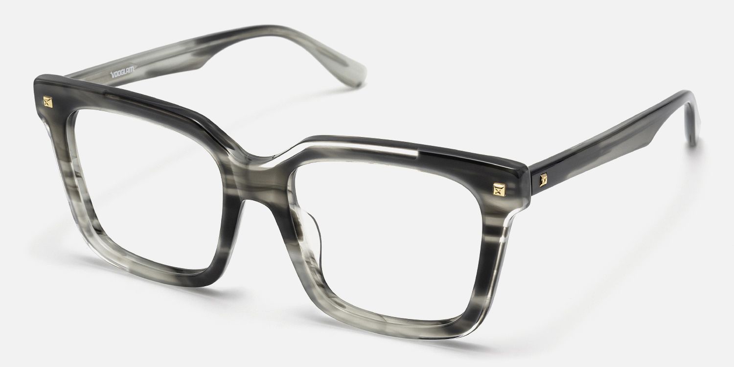 Taffeta - Square Silver Eyeglasses by Vooglam - Front View