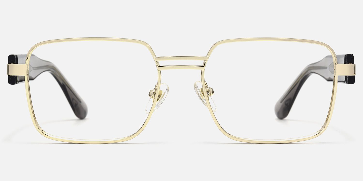 Ubuntu - Rectangle Gold Eyeglasses by Vooglam - Angle View