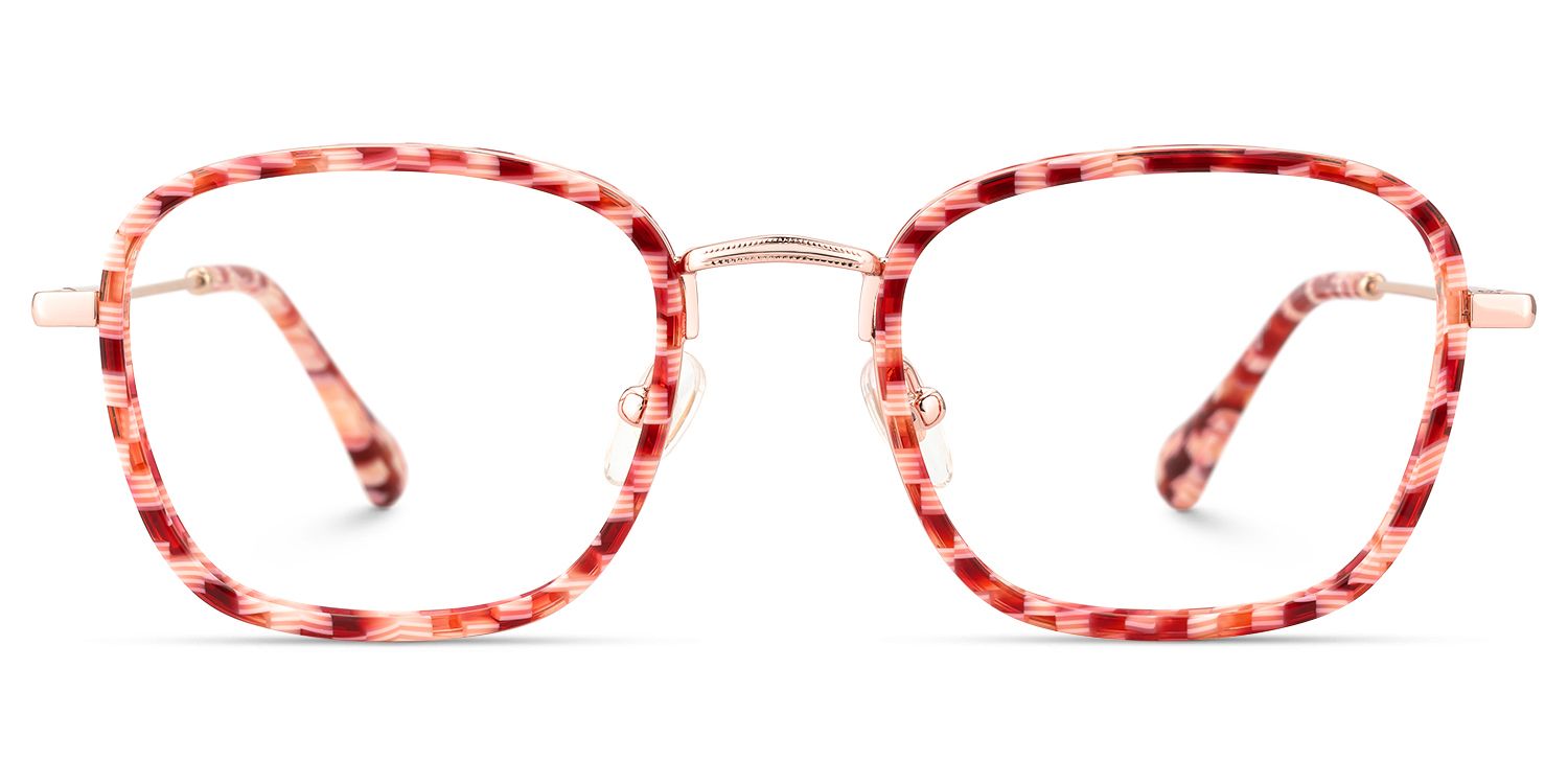 Sundance - Red and Pink Checkered Eyeglasses by Vooglam Product Details 1