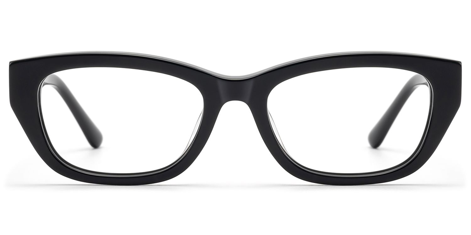 Riven - Solid Black Angular Cat Eye Frame by Vooglam Product Details 1