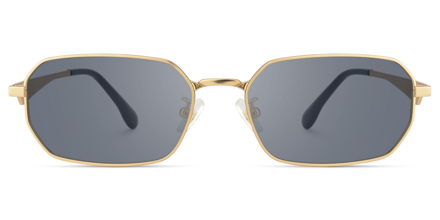 Aether - Thin Gold Narrow Rectangle Sunglasses by Vooglam Product Details 1