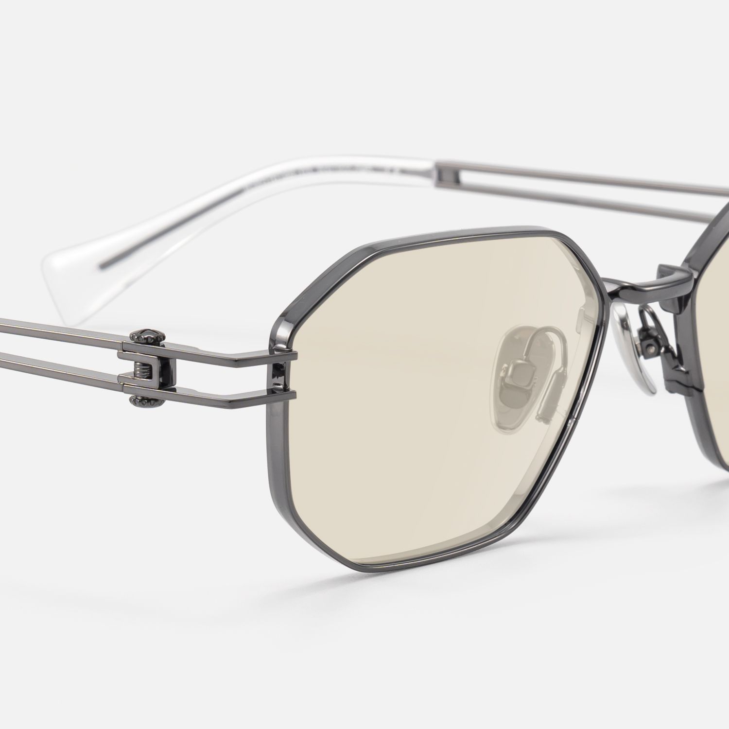 Loos - Gunmetal Double Wire Geometric Sunglasses by Vooglam - Design Details