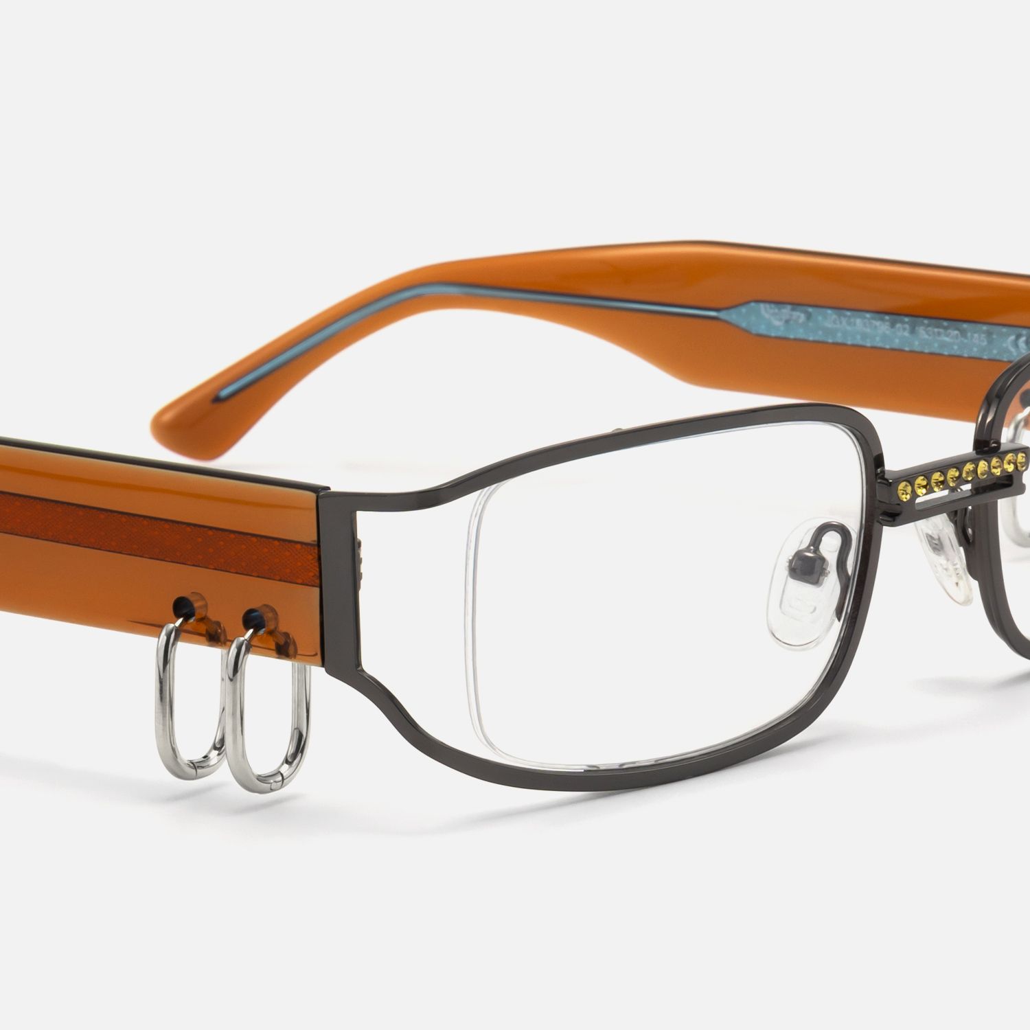 Riff - Narrow Rectangle Glasses with Huggie Deco by Vooglam - Design Details