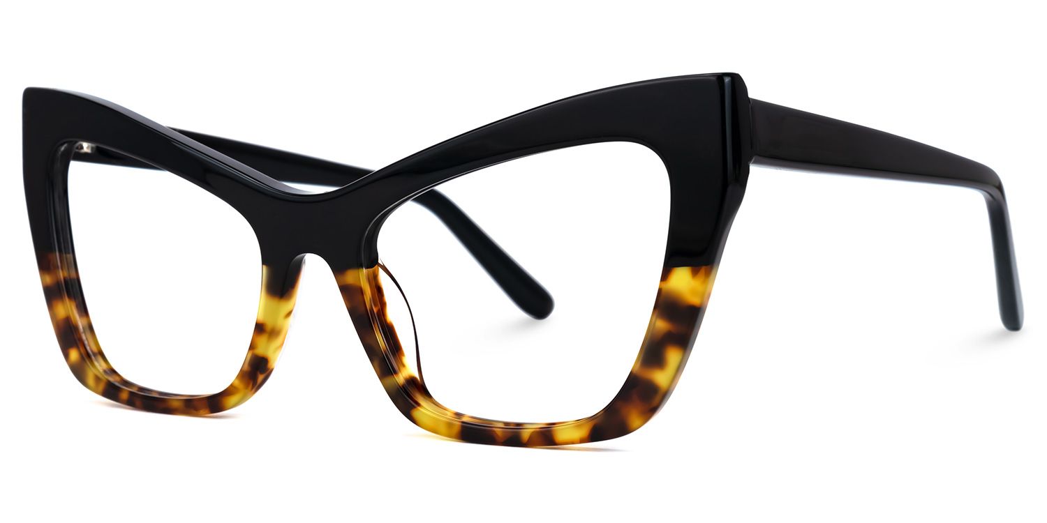 Bader - Cat Eye Black/Tortoise Eyeglasses | Vooglam Front View