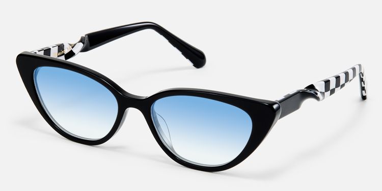Harena - Black Cateye Blue Gradient Glasses by Vooglam