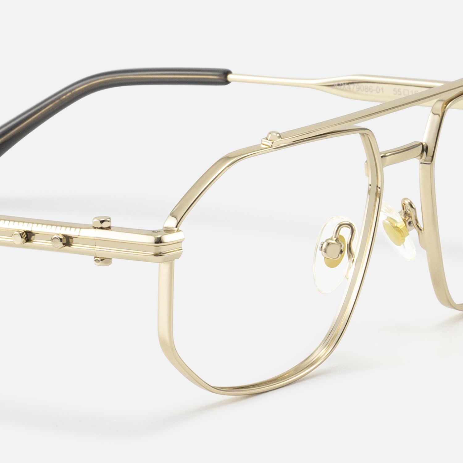 Ando - Gold Geometric Aviator Scale Glasses by Vooglam - Design Details