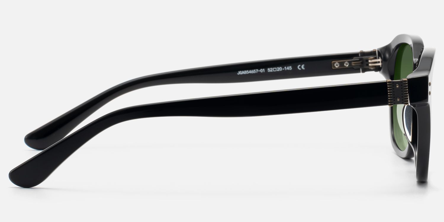 Rainier - Black Gradient Green Lens Sunglasses by Vooglam - Side View
