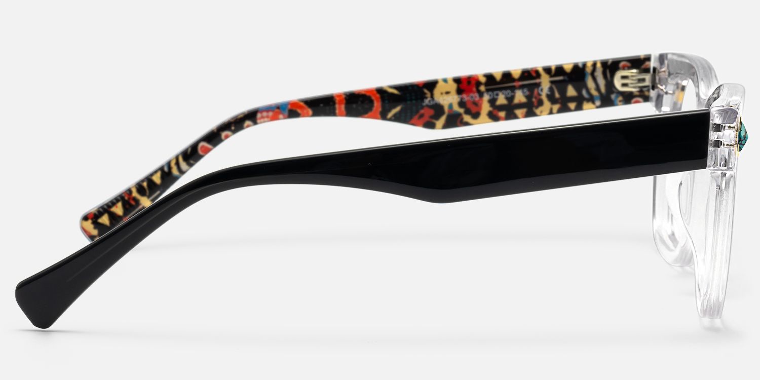 Adinkra - Square Transparent Eyeglasses by Vooglam - Side View