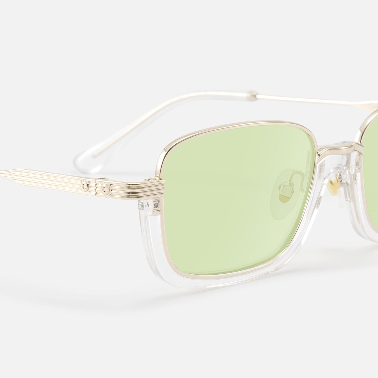 Basel - Light Extra Wide Gold Wire Rim Sunglasses by Vooglam - Design Details