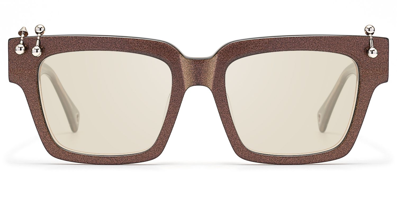 PIERCE - Pearl Brown Pierced Square Tinted Shades by Vooglam Product Details 1