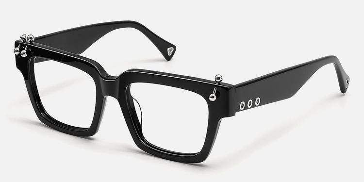 PIERCE - Square Black Eyeglasses with Studs by Vooglam