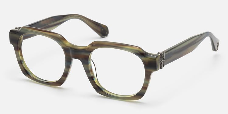 Vernon - Retro Olive Green Striped Eyeglasses by Vooglam