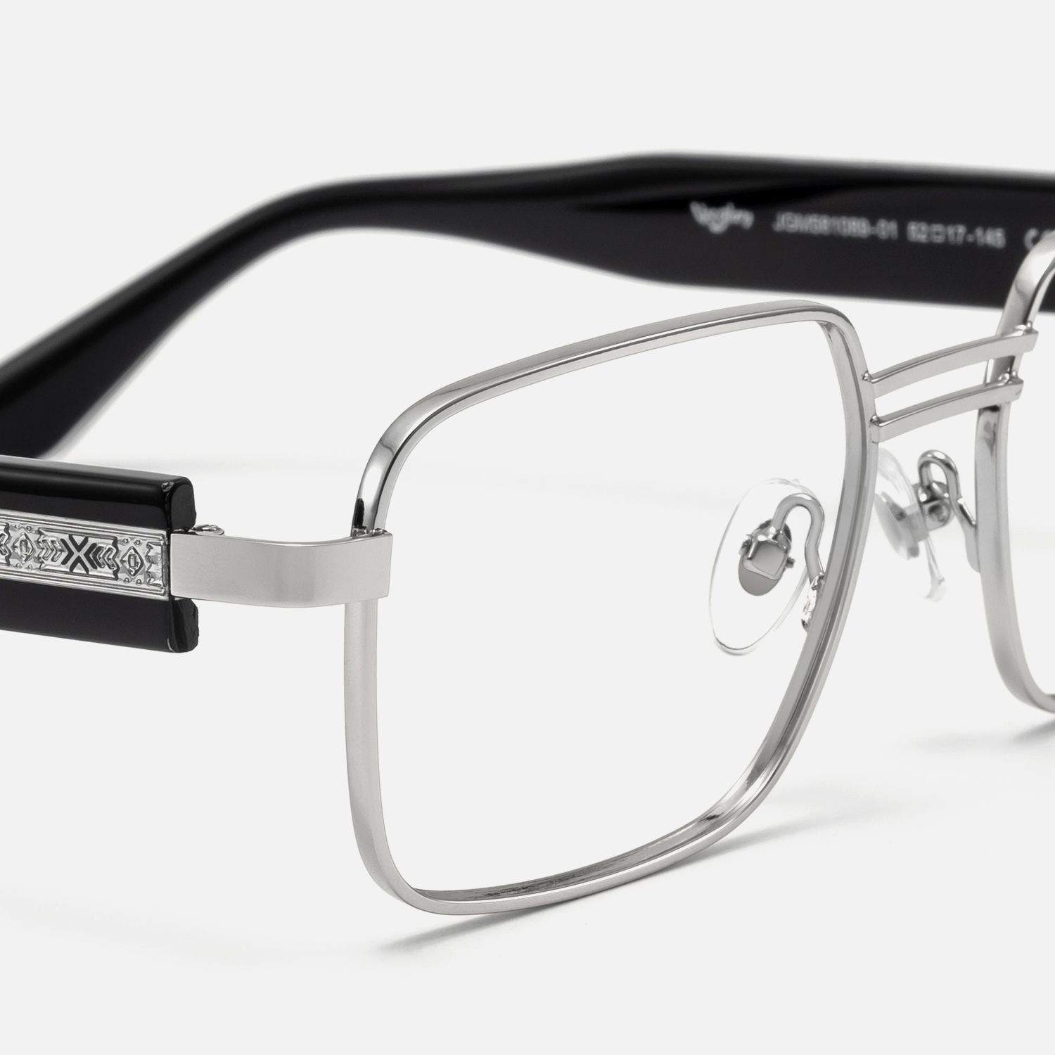 Ubuntu - Rectangle Silver Eyeglasses by Vooglam - Design Details