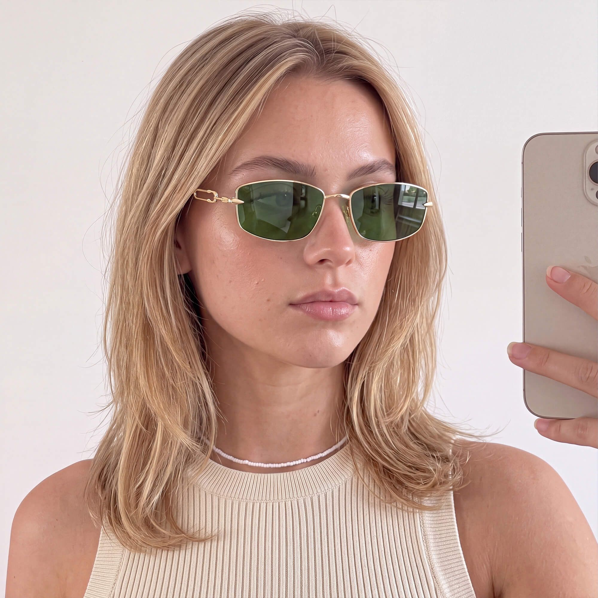 Vooglam Street Style in Real Life: Bladework - Dark Green Tint Narrow Sunglasses by Vooglam