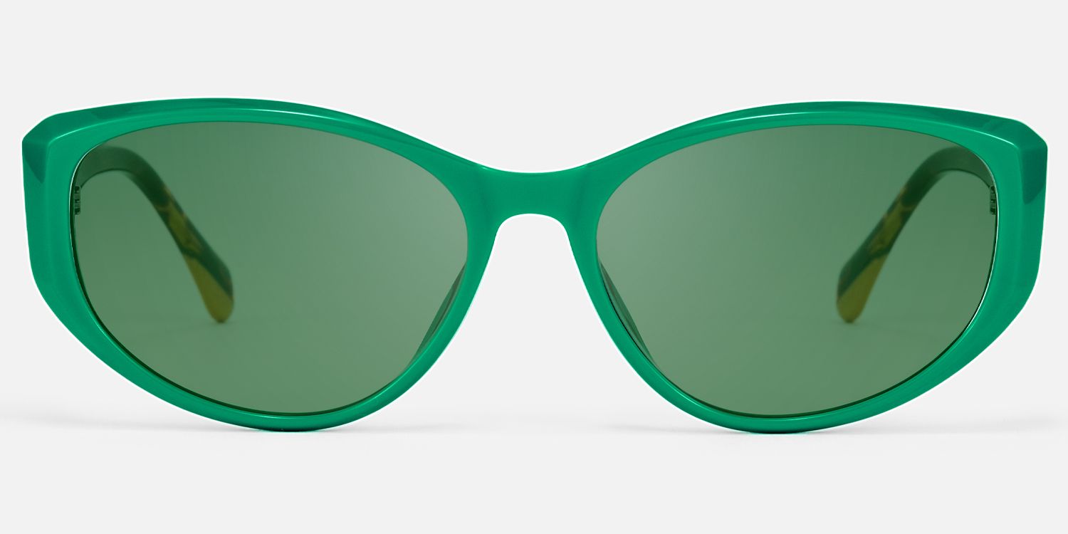 Macsen - Cat Eye Green Prescription Sunglasses by Vooglam - Angle View
