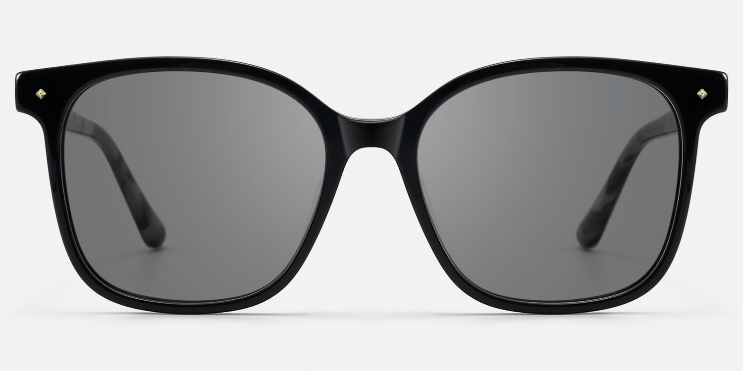 Radical - Rounded Square Black Sunglasses by Vooglam - Angle View