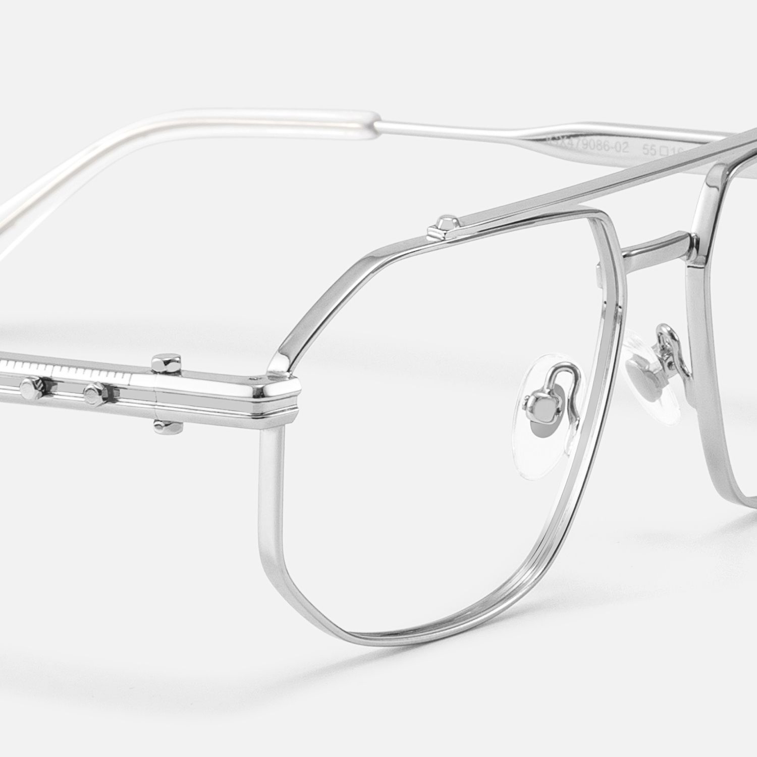 Ando-Chrome Silver Aviator Mechanical Glasses by Vooglam - Design Details