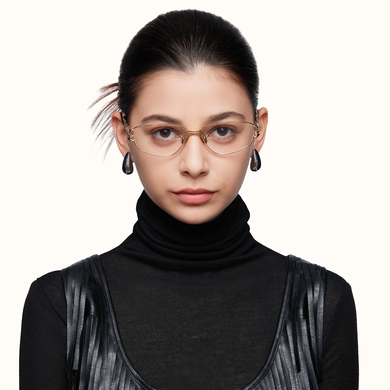 Spine - Gold Metal Thorn Deco Gradient Sunglasses by Vooglam - On Model
