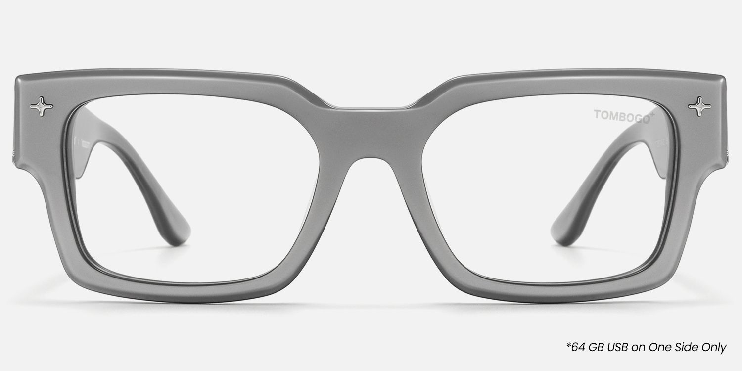 The Programmer - Chunky Silver USB Glasses by Vooglam - Angle View