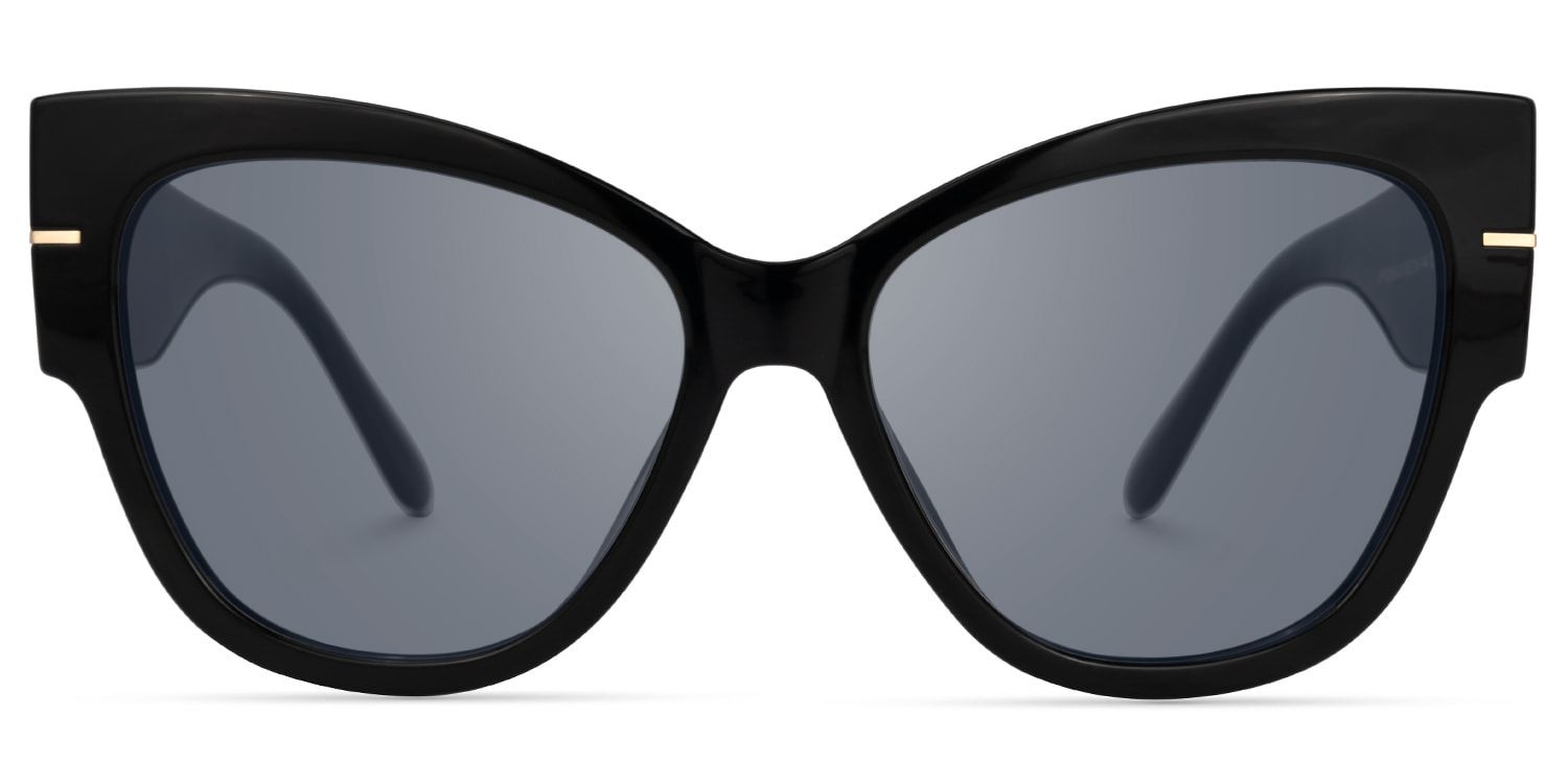 Elektra - Black Wide Temple Cat Eye Sunglasses by Vooglam Product Details 1