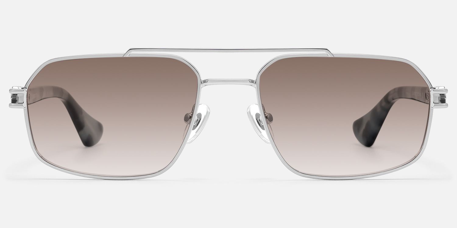 Lacey - Gradient Aviator Silver Sunglasses by Vooglam - Angle View