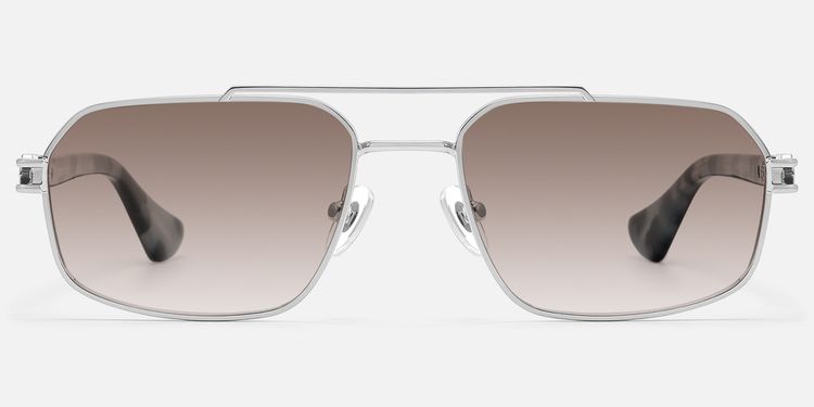 Lacey - Gradient Aviator Silver Sunglasses by Vooglam