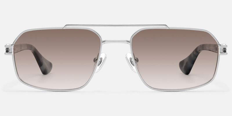 Lacey - Gradient Aviator Silver Sunglasses by Vooglam