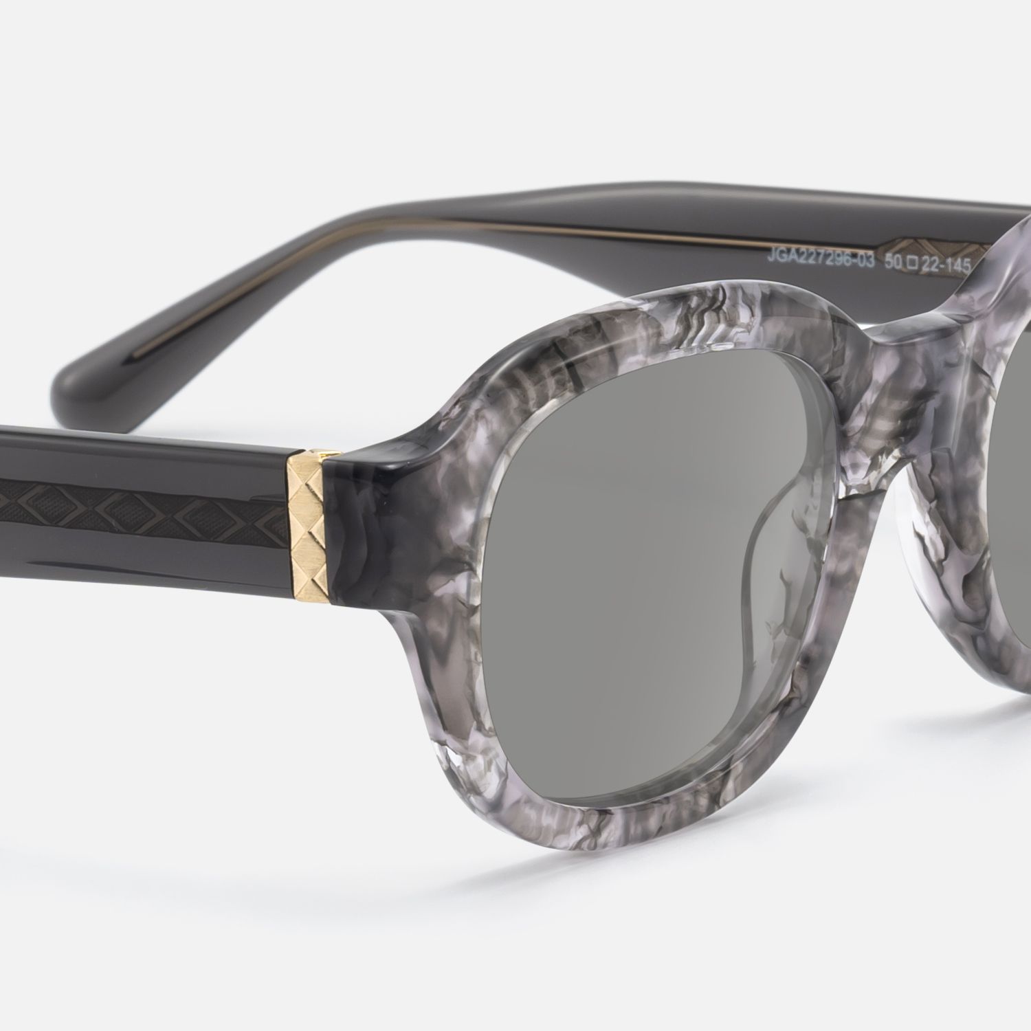 Eerie - Gray Marbled Round Tortoise Sunglasses by Vooglam - Design Details
