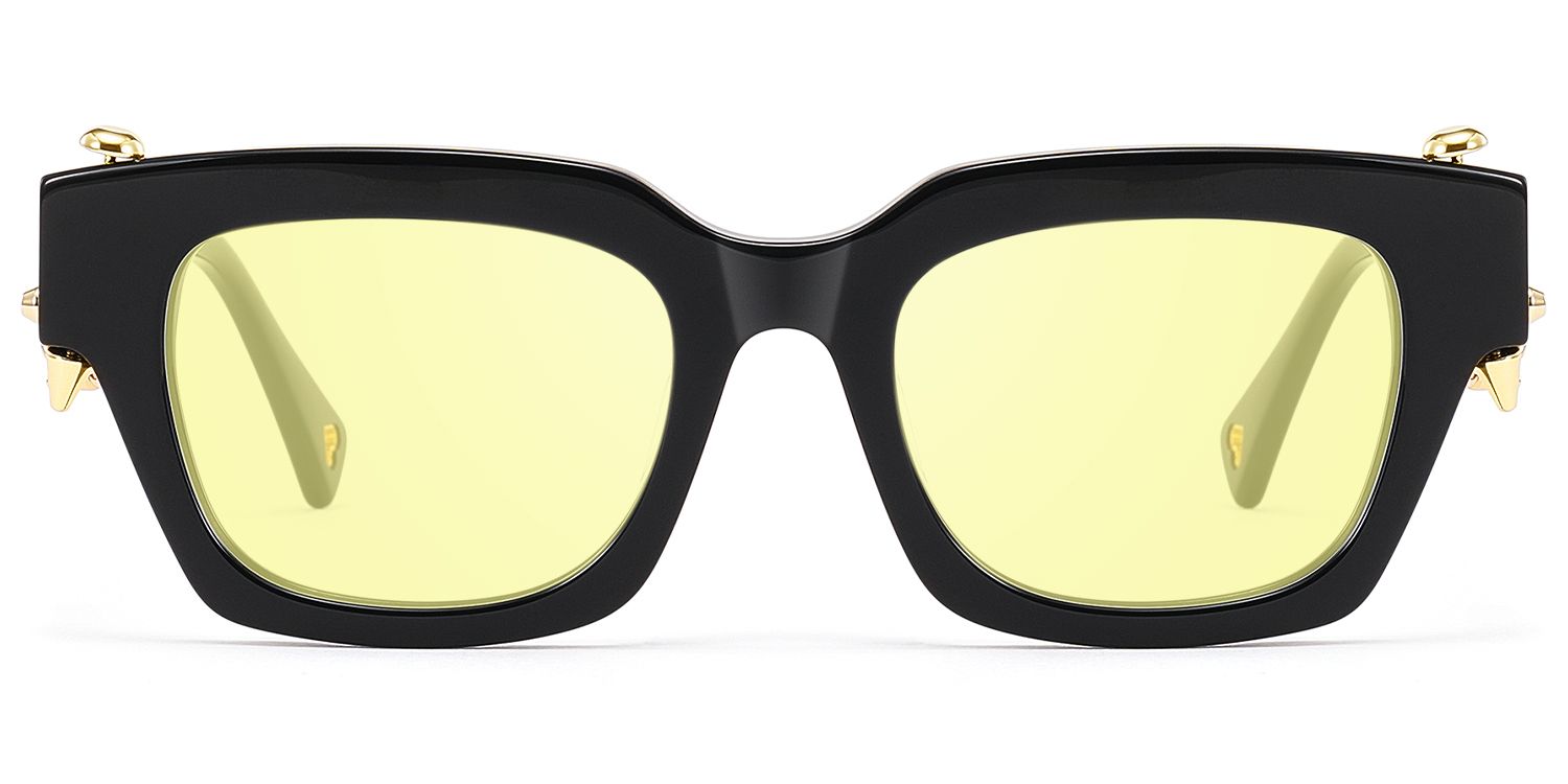 Sabrina - Yellow Tint Black Punk Pierce Sunglasses by Vooglam Product Details 1
