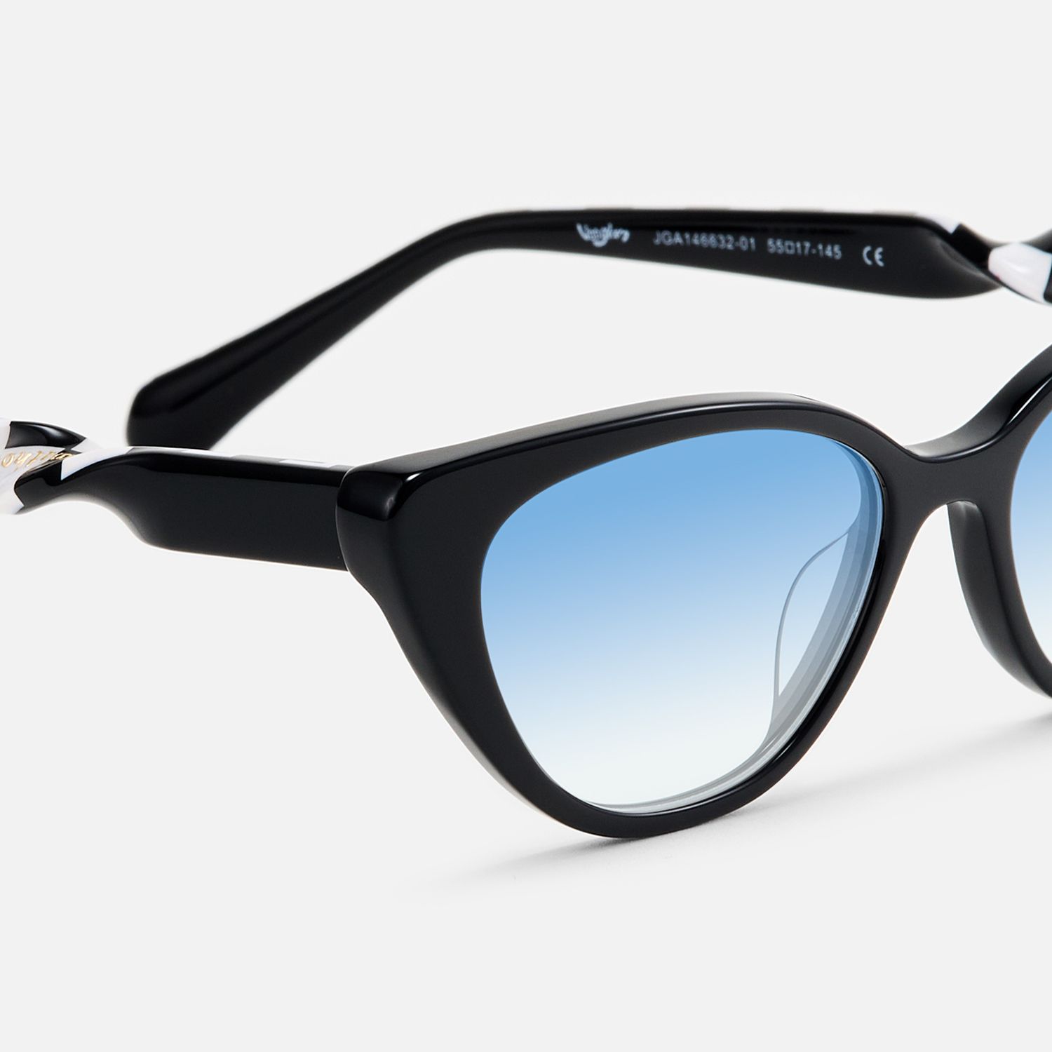 Harena - Black Cateye Blue Gradient Glasses by Vooglam - Design Details