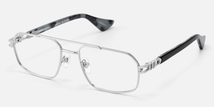 Lacey - Thin Metal Aviator Silver Glasses by Vooglam