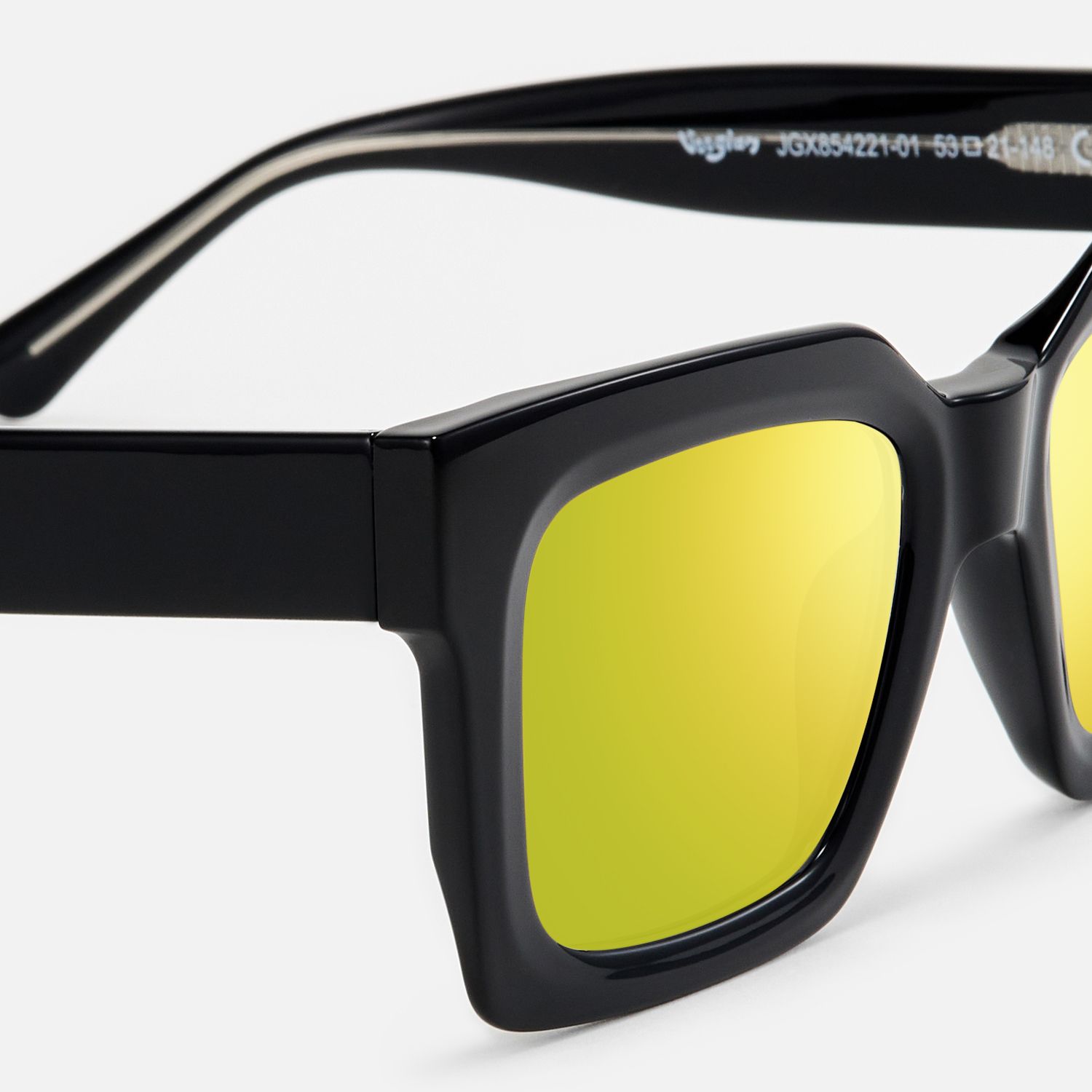 Pacheco - Black Oversized Square Sunglasses by Vooglam - Design Details