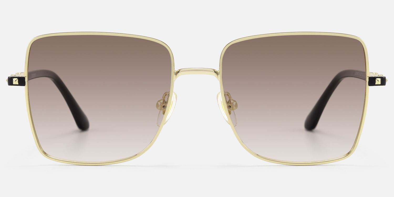 Devereux - Square Gold Gradient Sunglasses by Vooglam - Angle View
