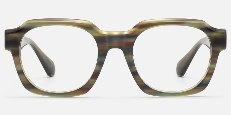 Vernon - Retro Olive Green Striped Eyeglasses by Vooglam