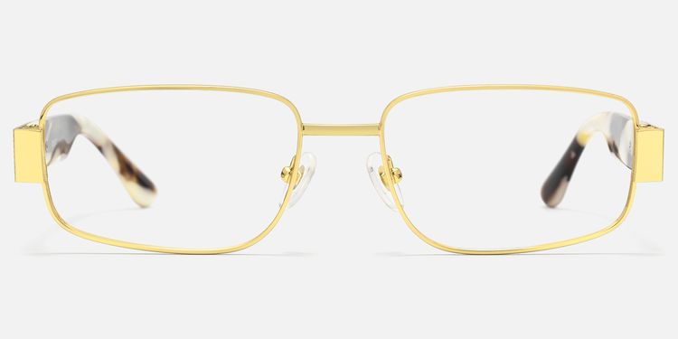 Cypher-Retro Gold Tortoise Narrow Rectangle Glasses by Vooglam