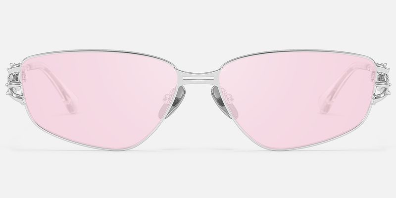 Spine - Silver Metal Pink Tinted Sunglasses by Vooglam