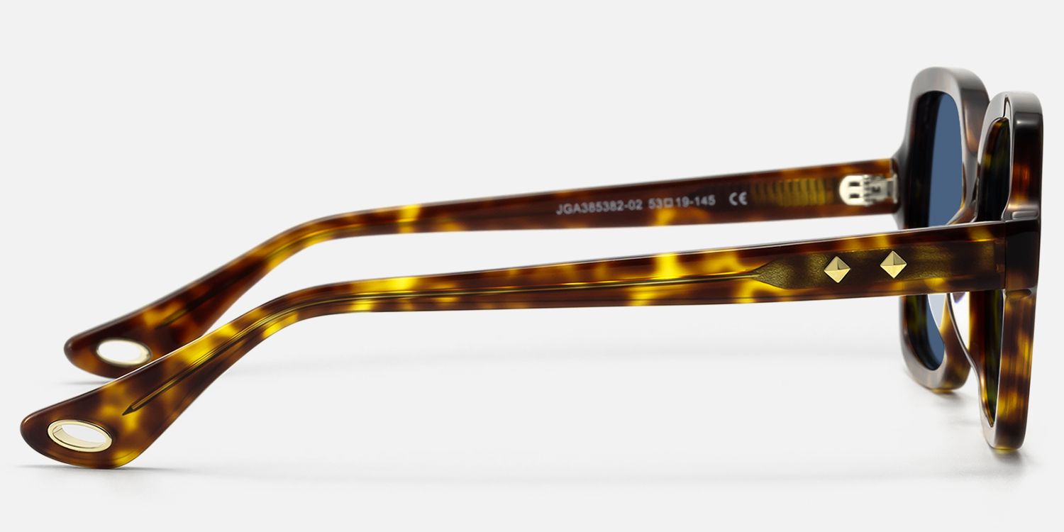 Meridian - Square Tortoise Purple Mirrored Shades by Vooglam - Side View