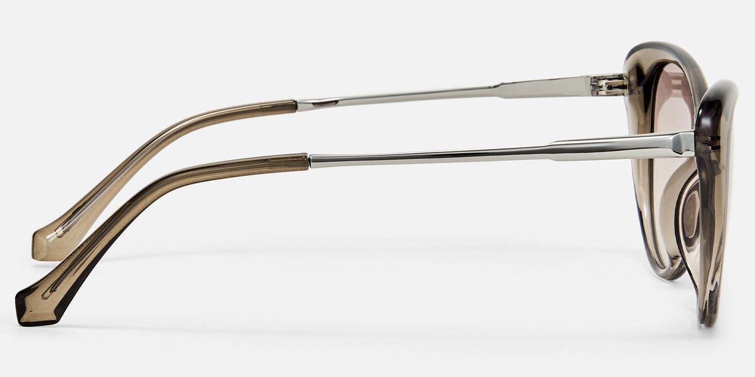 Kailano - Cat Eye Champagne Prescription Sunglasses by Vooglam - Side View