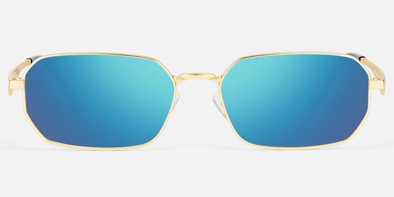 Aether - Thin Gold Geometric Blue Mirrored Shades | Vooglam