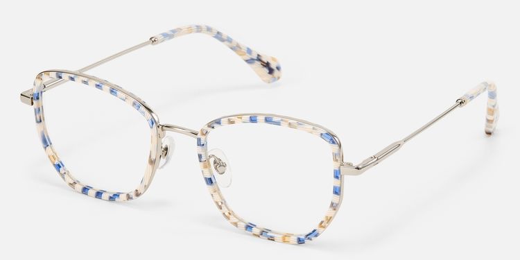 Wanderer-Blue Checkered Geometric Patterned Glasses by Vooglam