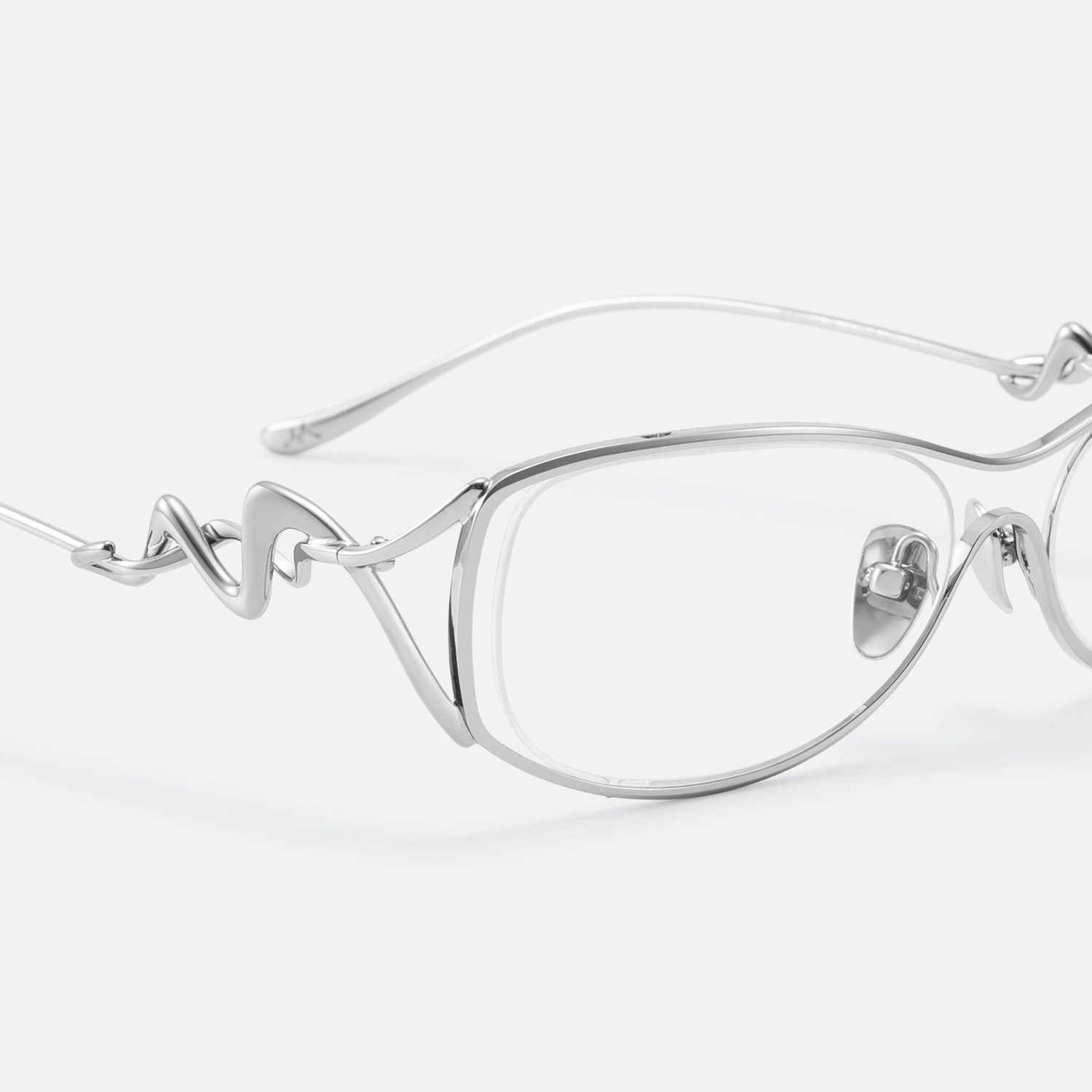 Okinawa - Silver Glasses with Double Wire Temple by Vooglam - Design Details