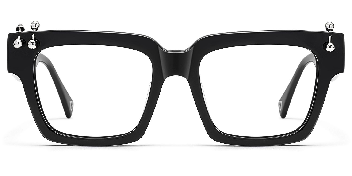 PIERCE - Square Black Eyeglasses with Studs by Vooglam Product Details 1