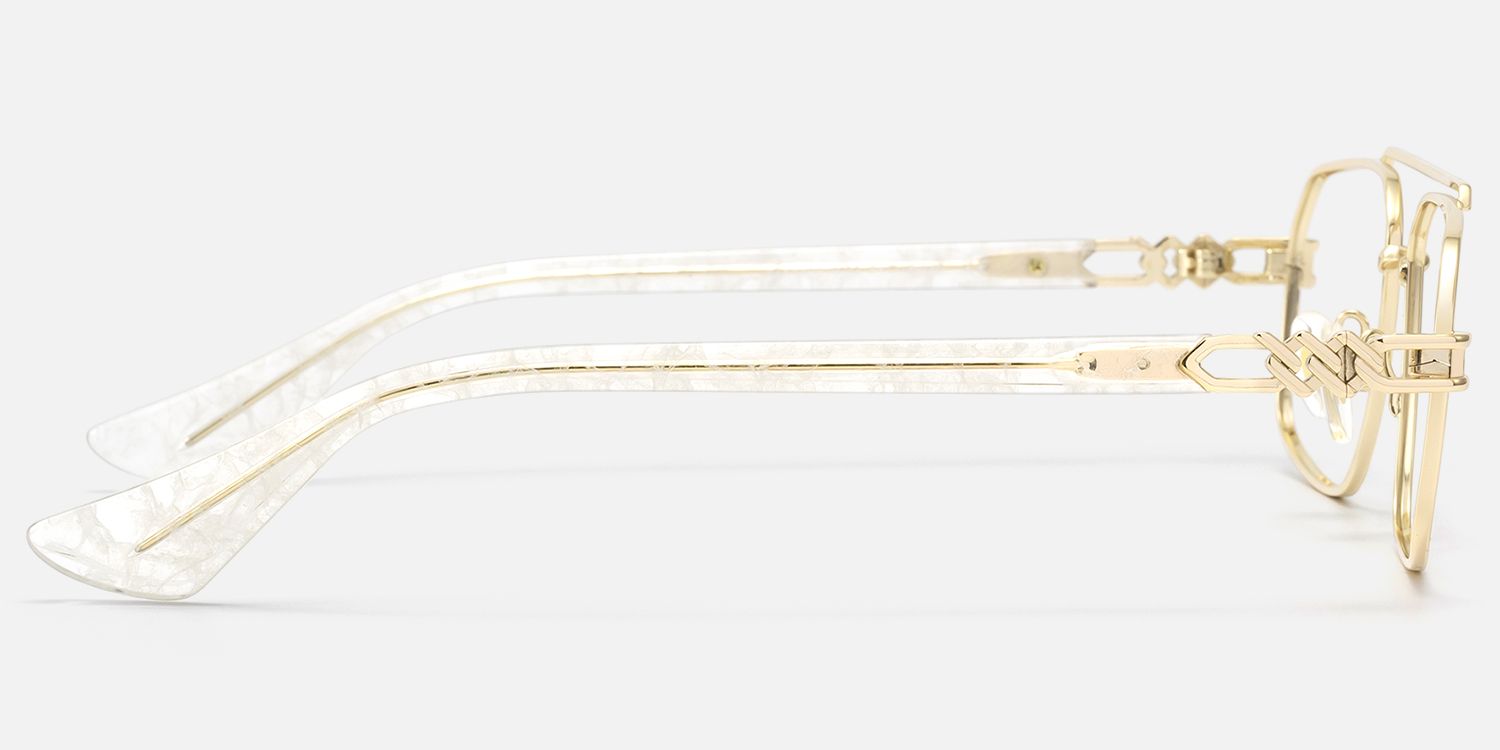 Lacey - Iconic Thin Aviator Gold Eyeglasses by Vooglam - Side View