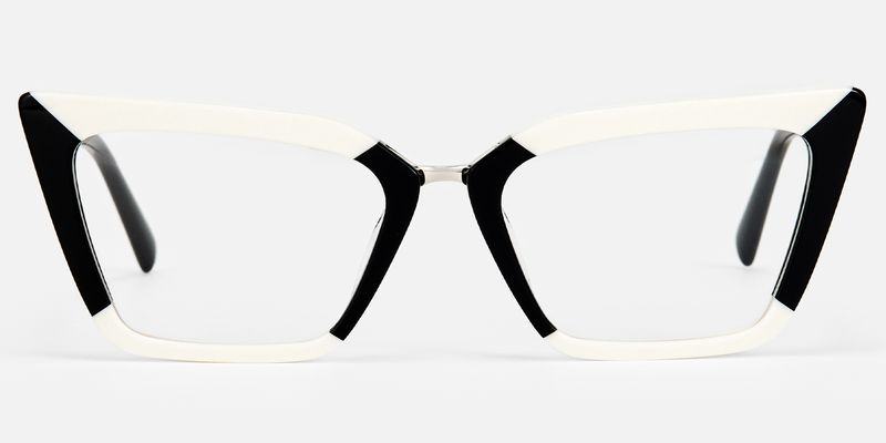 Petrie - Stylish Black White Butterfly Glasses by Vooglam
