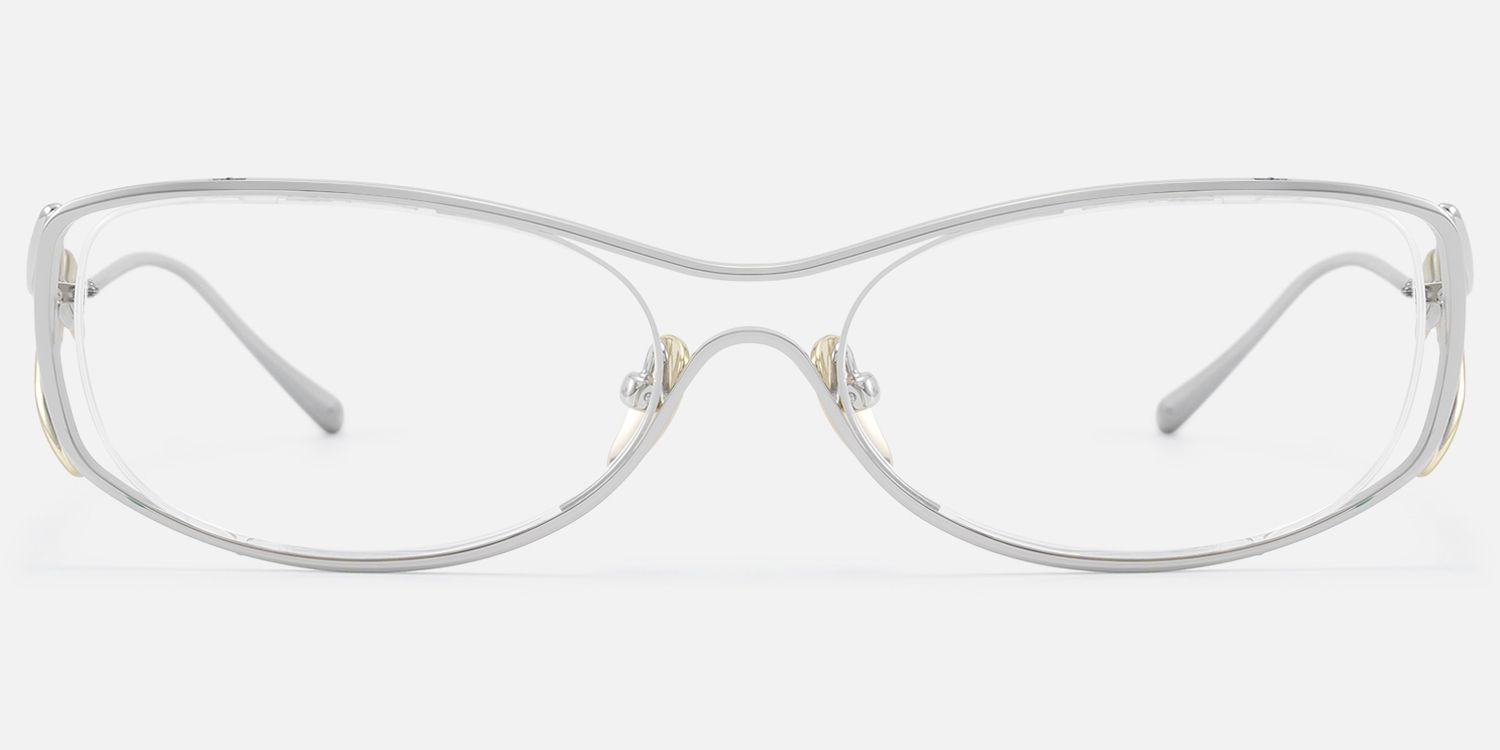 Okinawa - Silver Hollow Design Wave Temple Glasses by Vooglam - Angle View